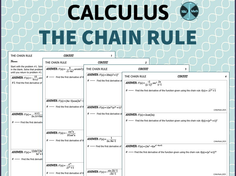 Calculus : The Chain Rule - Circuit Training (15 problems)