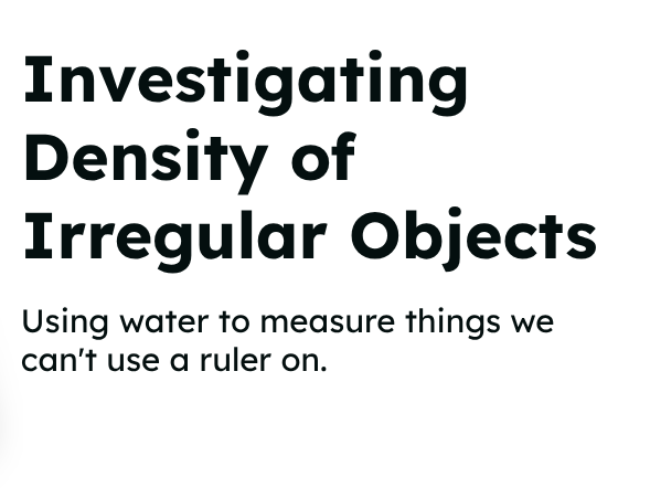 Y8 - Matter - Density of Irregular Objects