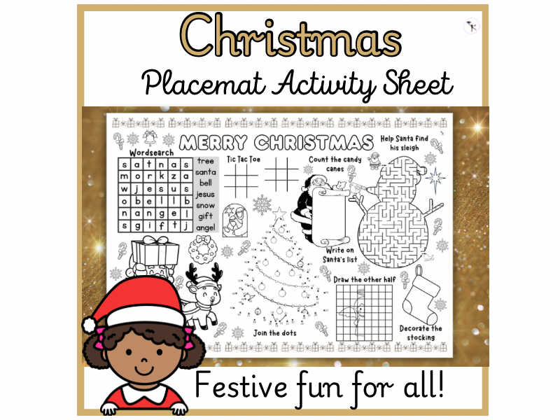 Christmas Placemat 1st Grade Christmas & 2nd Grade Christmas puzzles & coloring