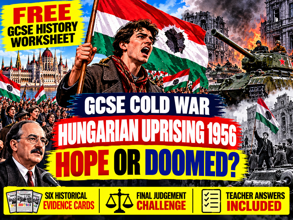 FREE GCSE Cold War Worksheet | Hungarian Uprising 1956 | Hope or Doomed?