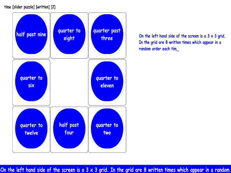 time [slider puzzle] [written] [2]