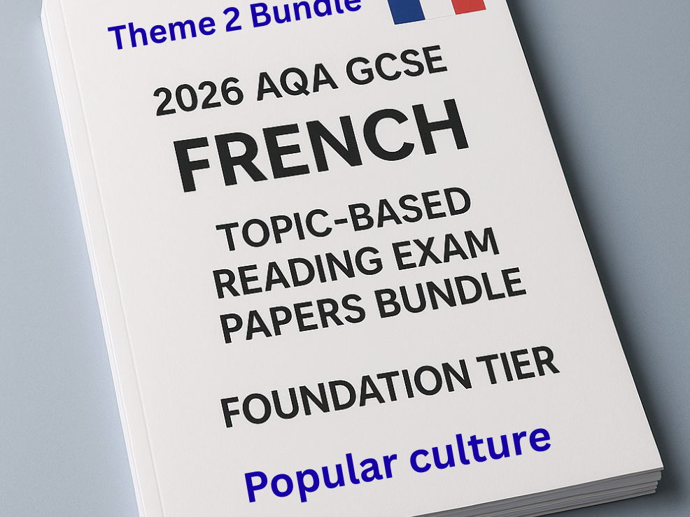 2026 AQA GCSE French – Theme 2 Popular culture Topic Based Reading Exam Papers Bundle (Foundation Tier)