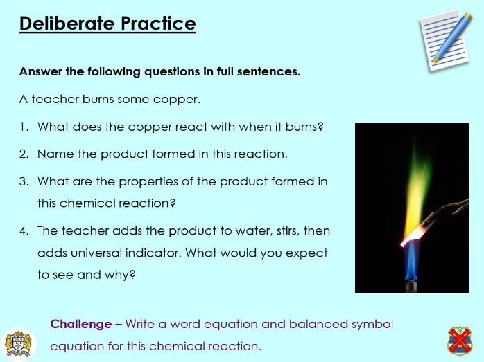 Chemical properties of metals and non-metals - KS3 Activate lesson