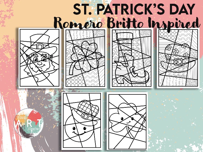 Romero Britto–inspired St. Patrick’s Day worksheet