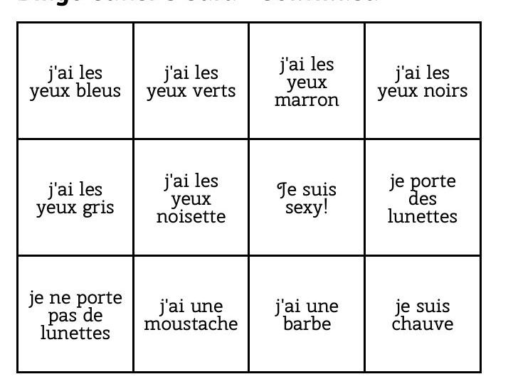 Bingo - French - je suis sexy