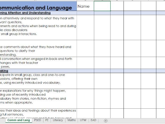 ELG Reception Assessment Tracker - EYFS