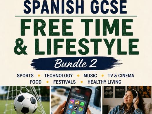 Spanish GCSE Bundle: Free Time, Lifestyle Sports, Technology and Entertainment, Food and Festivals