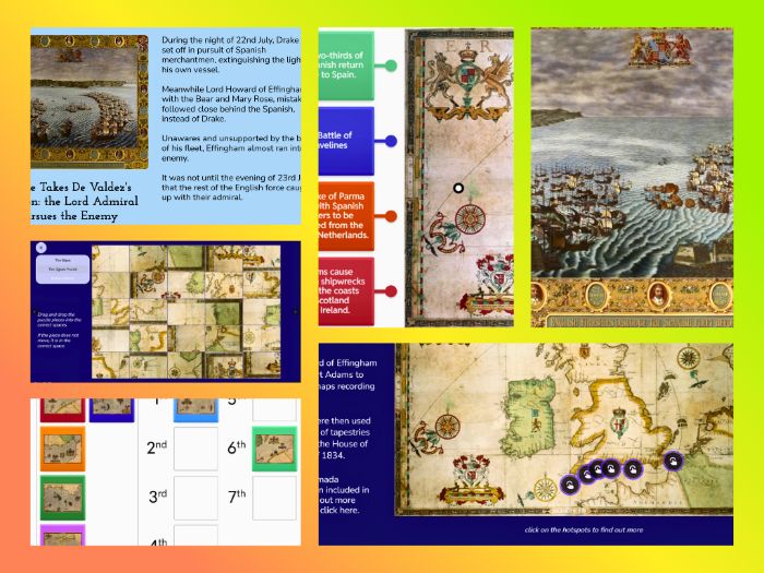 KS3 Making of the UK/GCSE History - The Spanish Armada: Interactive Hotspot Map & Worksheets Pack