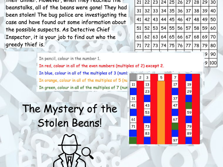 Y5/6 Prime Numbers Lesson: Mystery of the Stolen Beans