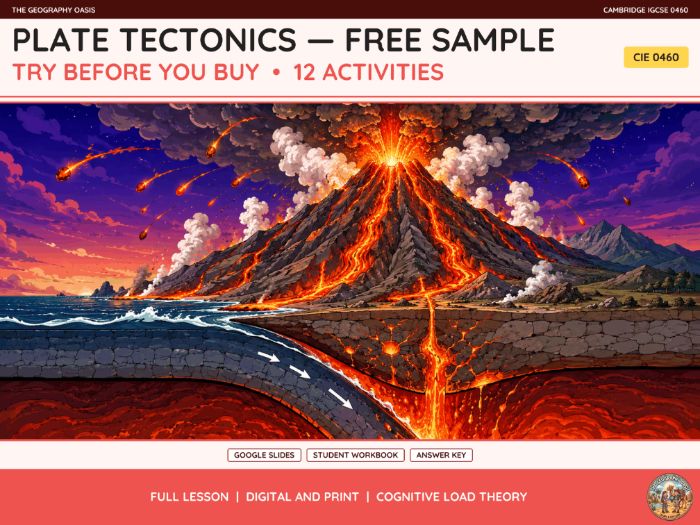FREE Sample: Plate Tectonics | IGCSE Geography 0460 | Slides & Workbook