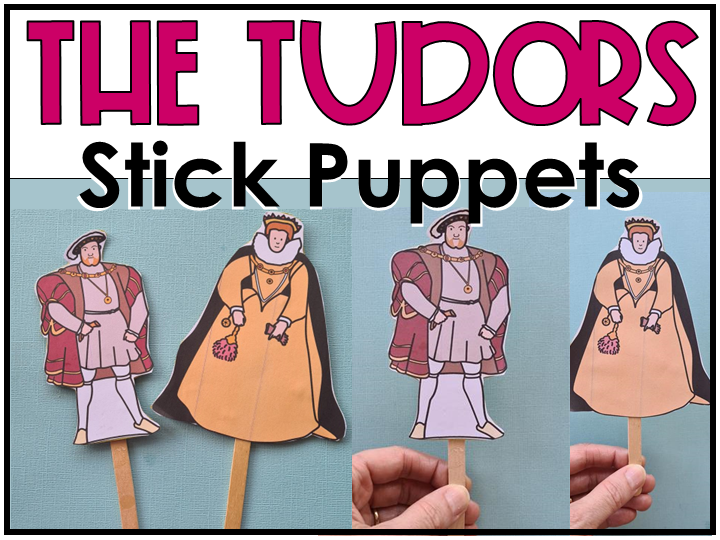 Tudors King Henry VIII and Elizabeth I Stick Puppets