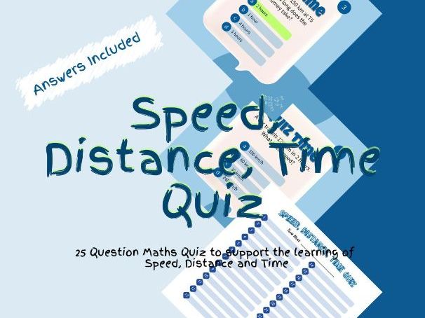 Maths Speed Distance and Time Quiz Game Activity