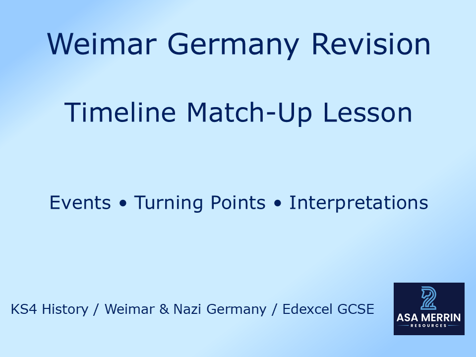 Weimar Germany Revision Match-Up Lesson: Timeline, Events & Interpretations (GCSE)