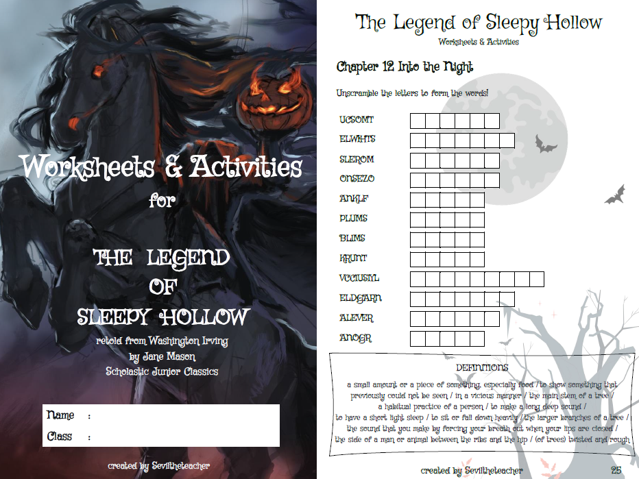 Worksheets&Activities for The Legend of Sleepy Hollow (Scholastic