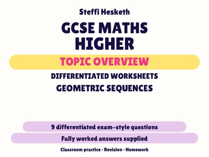GCSE Higher Geometric Sequences | Topic Overview Differentiated Worksheet
