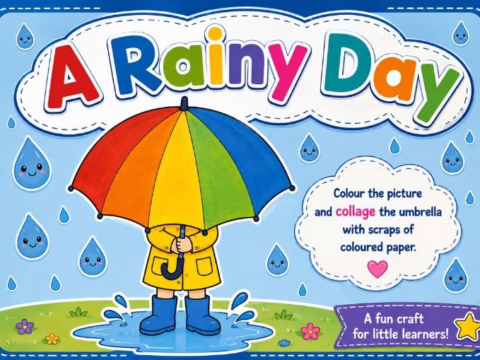 A Rainy Day – Colouring & Umbrella Collage Craft