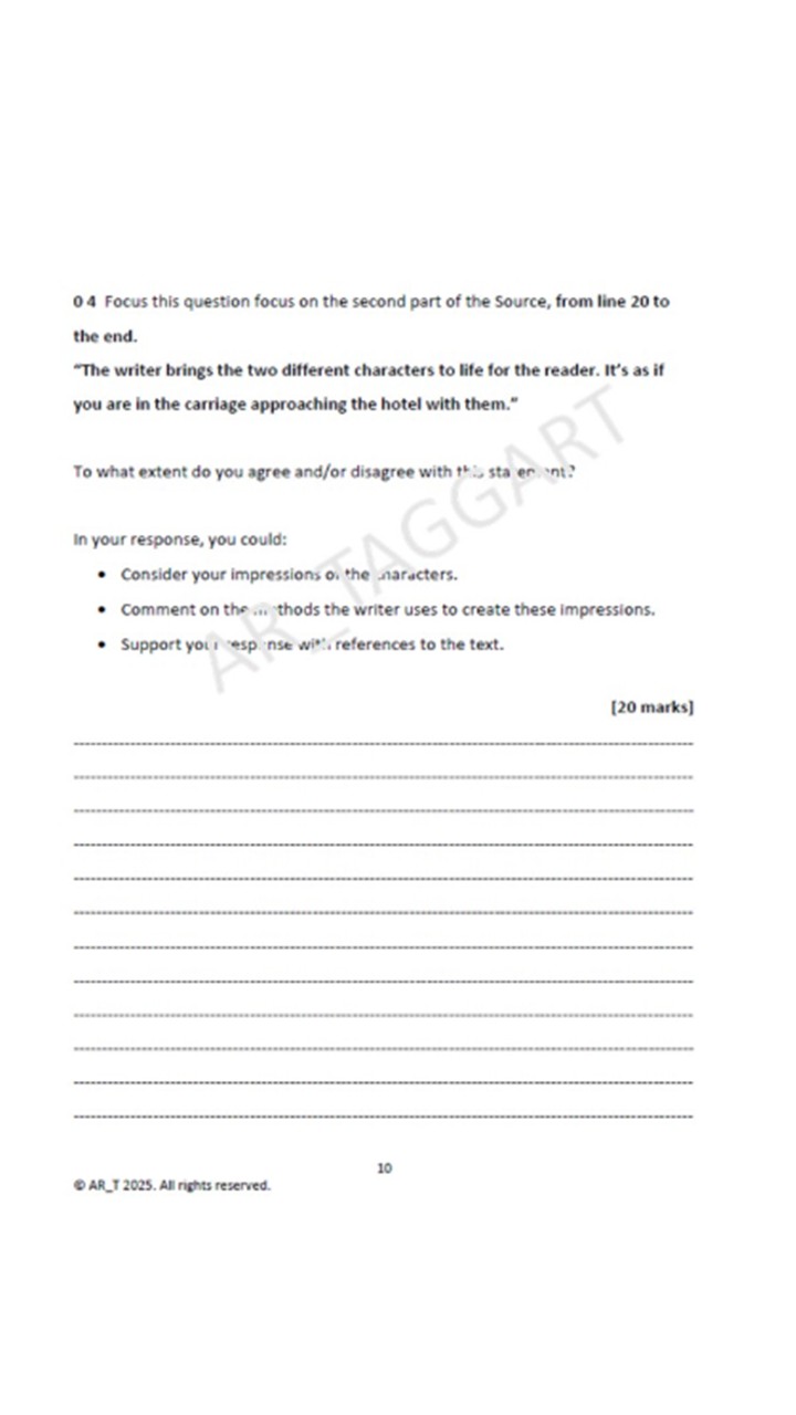 One AQA 2026 GCSE English Language Paper 1 Mock | Q5 Tasks-(Fit ...