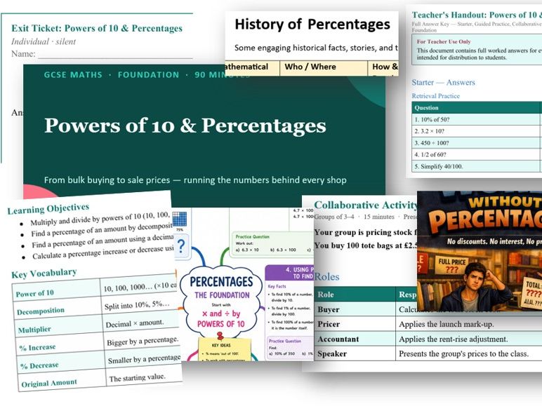 Percentage - Complete GCSE maths Lesson Pack