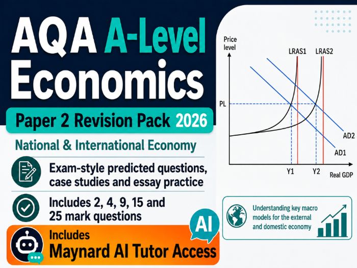 AQA A-level Economics Paper 2 Revision Pack National and International Economy + AI Tutor