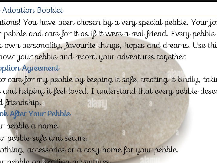 My Pebble Adoption Booklet