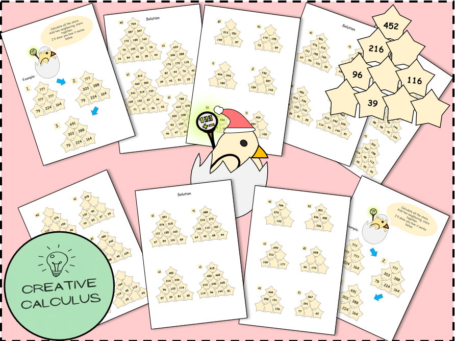 Arithmetic Pyramids: Christmas Stars - Number range: 1000