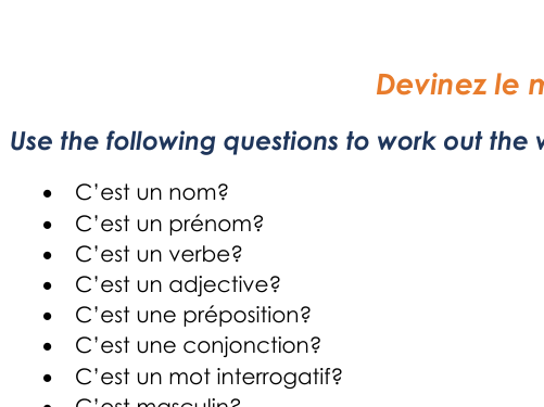 French - 'Guess the word' questions