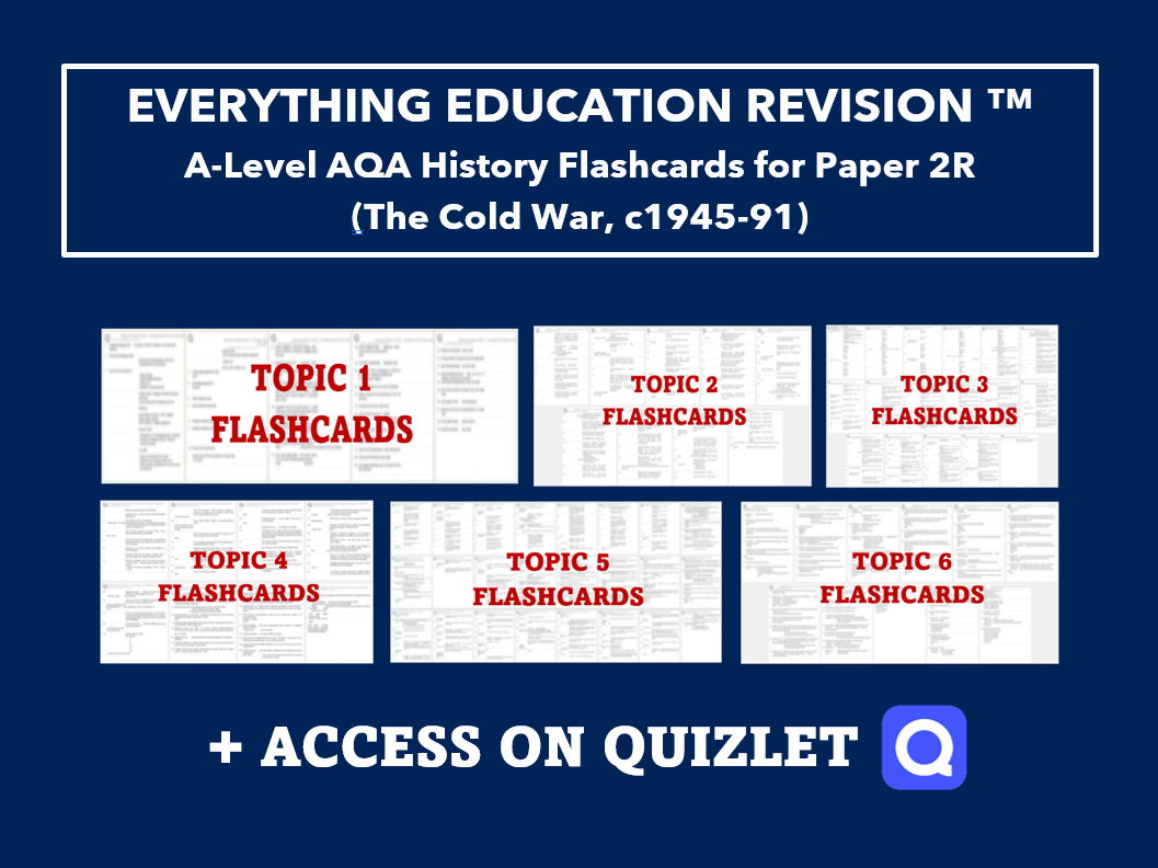 *RESOURCE BUNDLE* A-Level AQA History Revision Flashcards Bundle for Paper 2R – The Cold War, c1945-1991