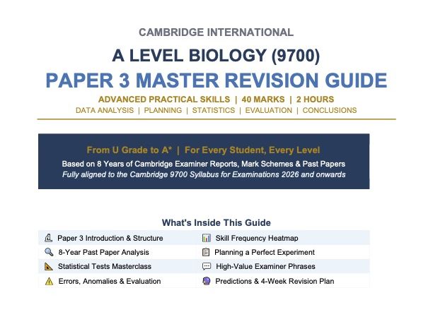 CIE A level Biology Paper 3 Master Revision Guide I Full Analysis of Past Paper 3 from 2018 - 2025
