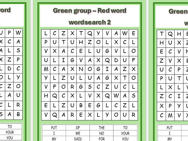 RWI green group wordsearch (red words)