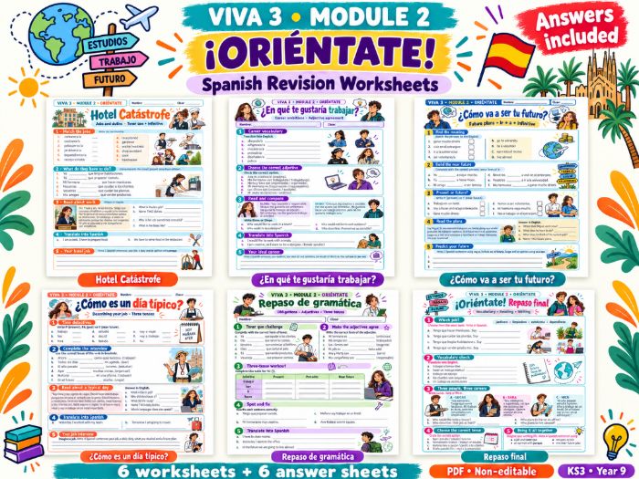 Viva 3 Module 2 – ¡Oriéntate! | Spanish Revision Worksheets + Answers | KS3