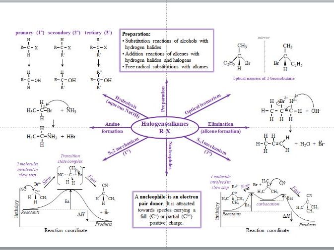 Halogenoalkanes Mind Map - A Level Chemistry