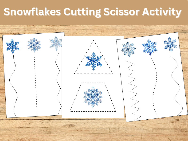 Snowflakes Cutting Scissor Activity | Winter Fine Motor Skills