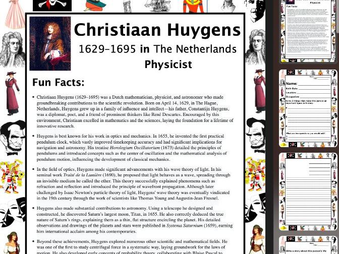 Christiaan Huygens PACKET & ACTIVITIES, Important Historical Figures Series