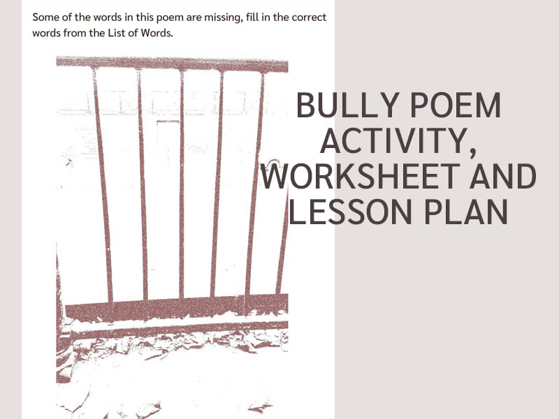 Bully Poem Activity, Worksheet and Lesson Plan (UK)