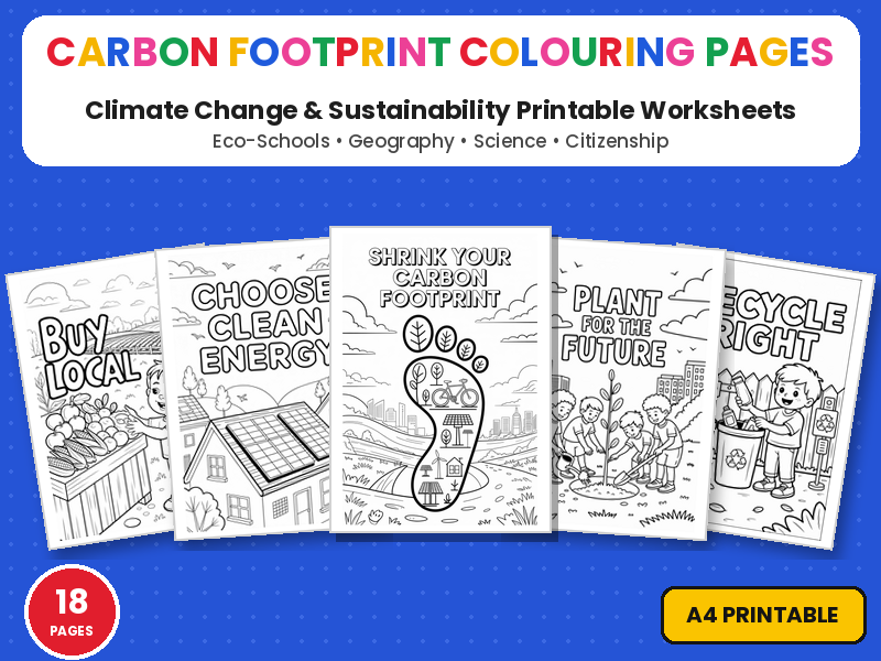 Carbon Footprint Colouring Pages | Climate Change Eco | Printable Colouring Page Worksheets