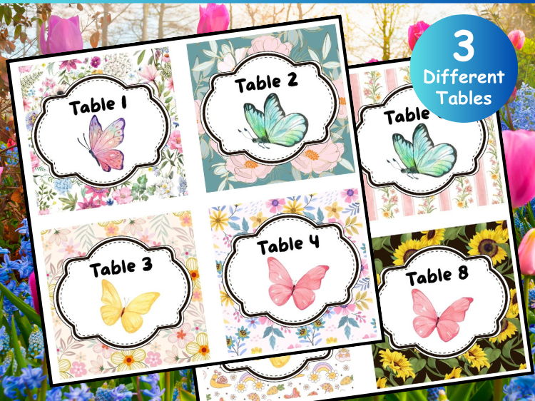 Butterfly Classroom Decor | Table Numbers | Spring Theme