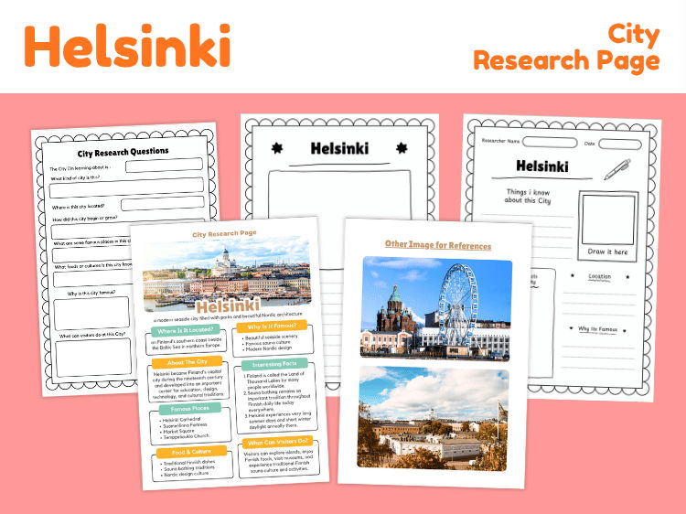 Helsinki City Research Project | Finland Geography Worksheets