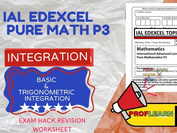 IAL Edexcel Pure Math 3 Integration Worksheet: Exponential, Trig, and Log Functions