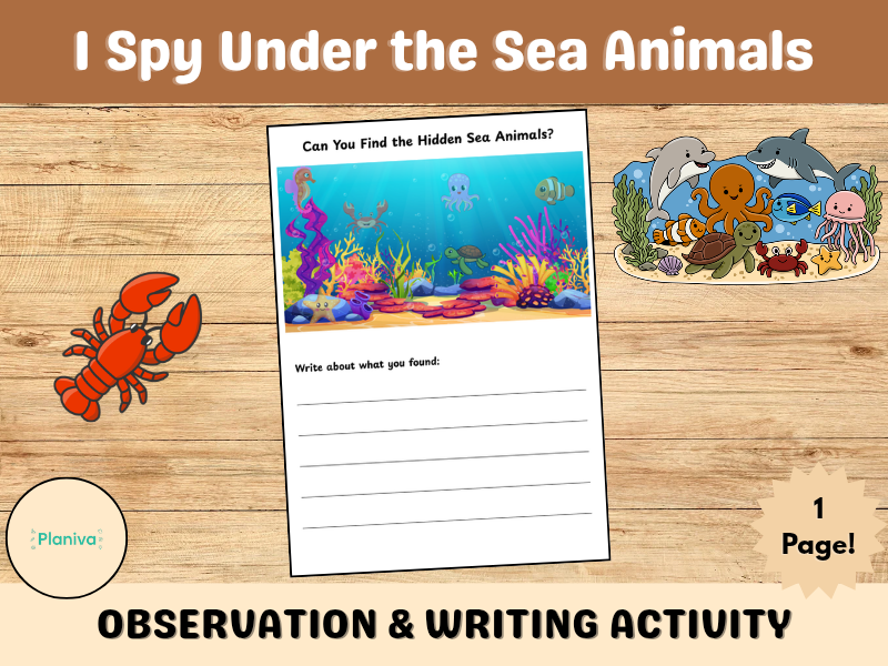 I Spy Under the Sea Animals | Look, Find & Write Activity