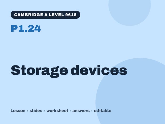 Cambridge A Level Computer Science 9618 – P1.24 Storage devices – Lesson & Worksheet