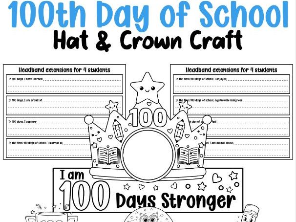 I’m 100 Days Stronger – 100th Day of School Hat & Crown Craft Activities