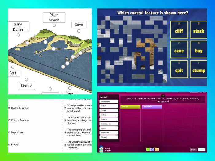 KS3 Coastal Features: Interactive Labelling & Revision Pack