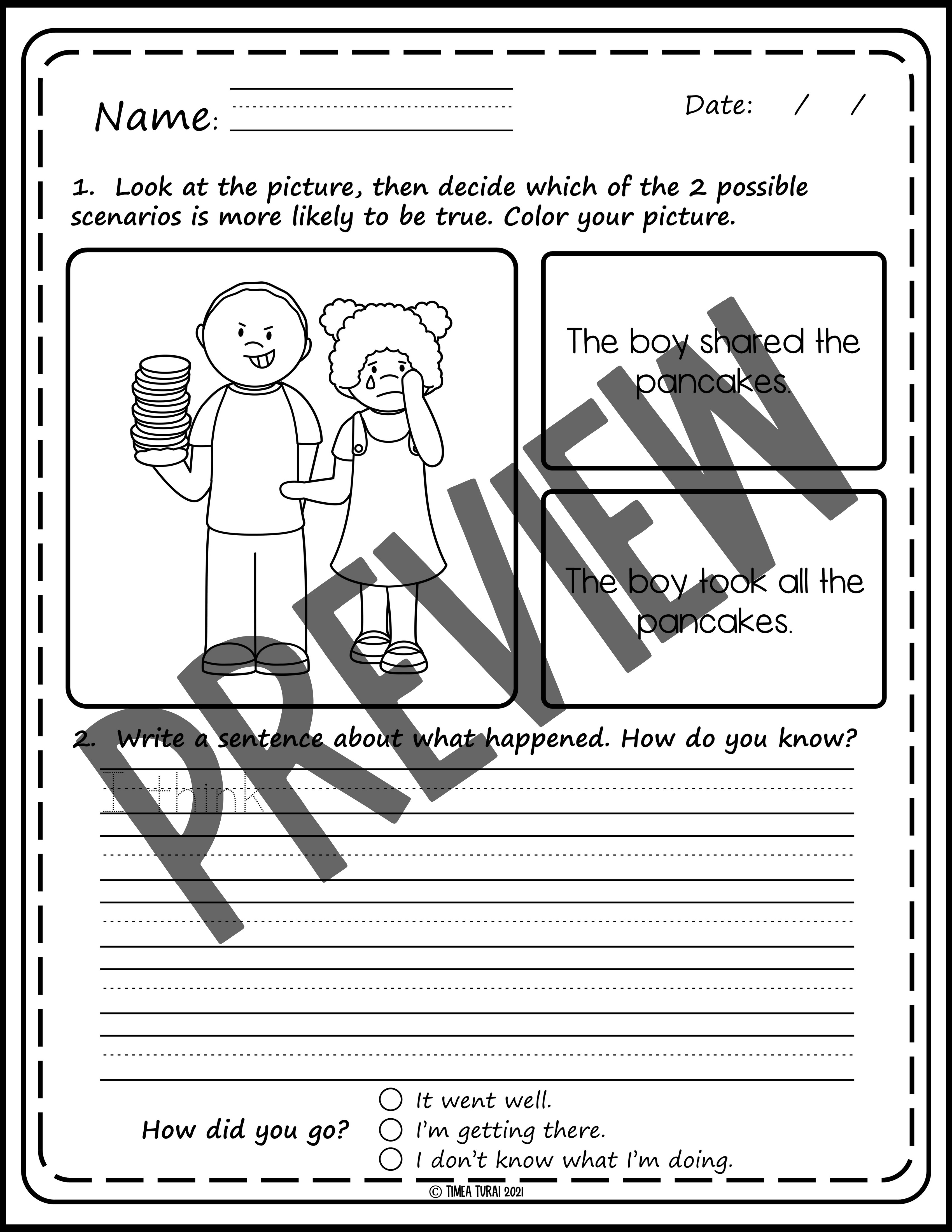 Making Inferences With Pictures | Writing Activity Worksheets