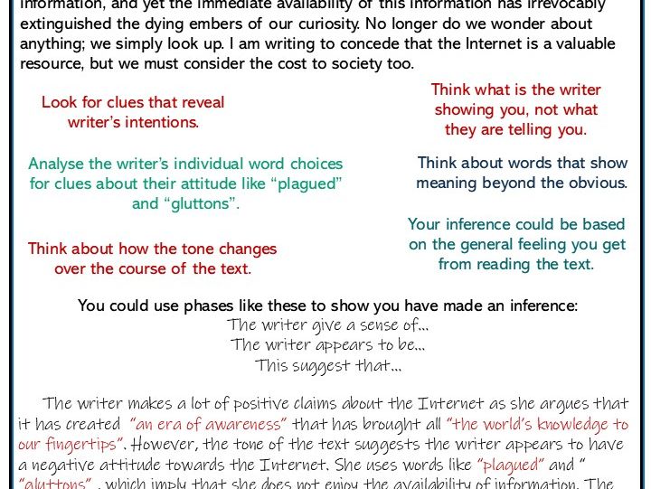 How to analyse text using inference and clues.
