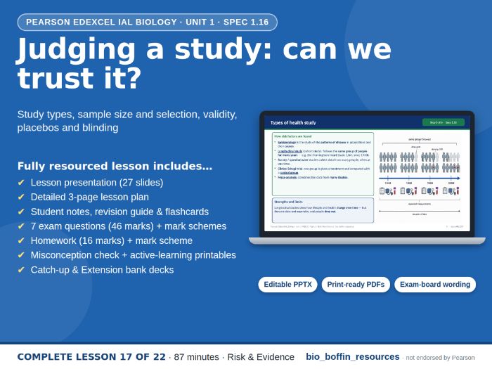 IAL Biology Edexcel – Evaluating Study Design