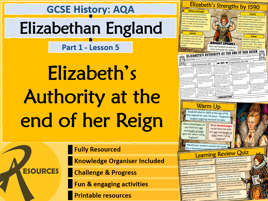 AQA - Elizabethan England - Elizabeth's Authority End of Reign - GCSE