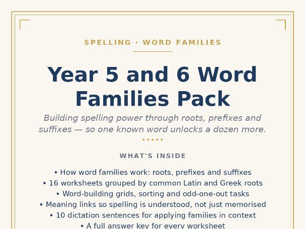 Year 5 and 6 Word Families Pack