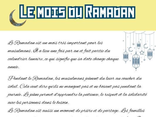 Lecture & compréhension – Le mois du Ramadan