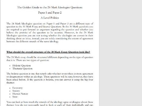 Golden Guide to 24 Mark Ideology Questions