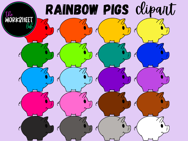 Rainbow Pigs Clipart